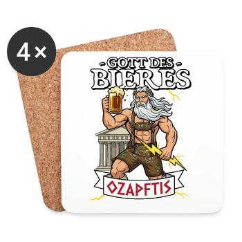 Gott des Bieres Ozapftis Sauftour Bier - Untersetzer (4er-Set) - Weiß - Vorne