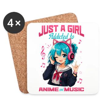 Anime et musique Chibi - Dessous de verre (lot de 4) - blanc - Devant