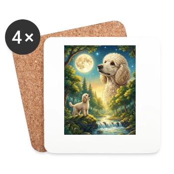 Howling to the Moon Meme Hund Pudel - Untersetzer (4er-Set) - Weiß - Vorne