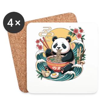 Kawaii Panda Ramen Ozeanwellen Bowl Japanisch - Untersetzer (4er-Set) - Weiß - Vorne