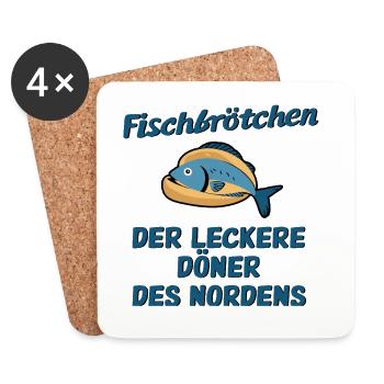  Fischbrötchen Der Leckere Döner Des Nordens - Untersetzer (4er-Set) - Weiß - Vorne
