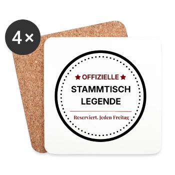 Stammtisch Legende – Offizielles Abzeichen - Untersetzer (4er-Set) - Weiß - Vorne