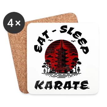 Rote Pagoden-Silhouette Kreis - Untersetzer (4er-Set) - Weiß - Vorne