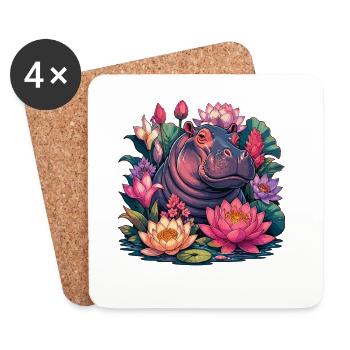 Lotus Hippo dans La Magie des Couleurs - Dessous de verre (lot de 4) - blanc - Devant