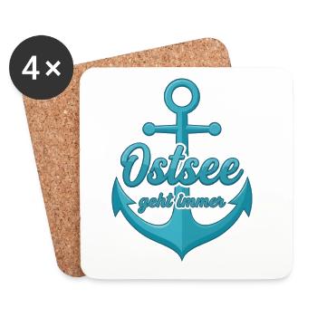 Ostsee geht immer mit Schiff Anker  - Untersetzer (4er-Set) - Weiß - Vorne