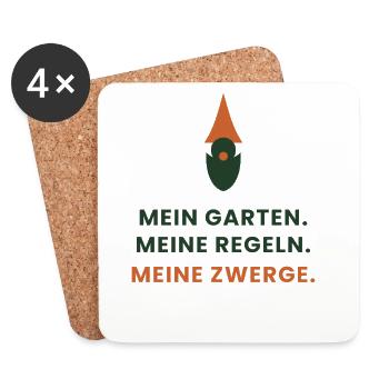 Mein Garten. Meine Regeln. Meine Zwerge. - Untersetzer (4er-Set) - Weiß - Vorne