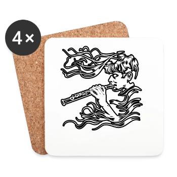 Sketch du garçon de flûte - Dessous de verre (lot de 4) - blanc - Devant