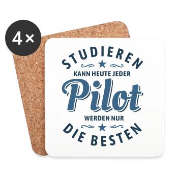 Studieren kann jeder - Pilot Spruch - Untersetzer (4er-Set) - Weiß - Vorne