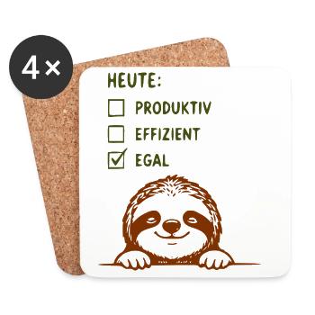 Faules Faultier Motivationscheck - Untersetzer (4er-Set) - Weiß - Vorne