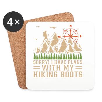 I have plans with my Hiking boots - Outdoor Hiking - Untersetzer (4er-Set) - Weiß - Vorne