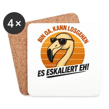 Kann Losgehen Es Eskaliert Eh Flamingo Party - Untersetzer (4er-Set) - Weiß - Vorne