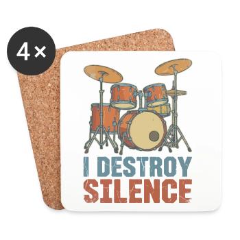 Je détruis les tambours du silence - Dessous de verre (lot de 4) - blanc - Devant