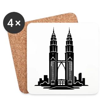 Petronas Towers, Kuala Lumpur, Malaisie - Dessous de verre (lot de 4) - blanc - Devant