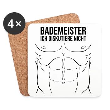 Bademeister - Ich Diskutiere Nicht! Spruch  - Untersetzer (4er-Set) - Weiß - Vorne