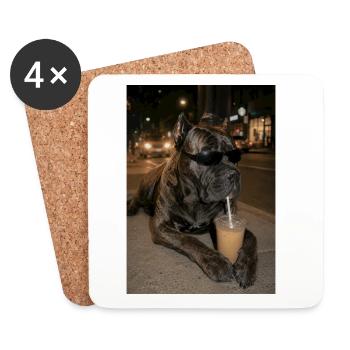 Cane Corso Iced Coffee Mastiff Italien - Dessous de verre (lot de 4) - blanc - Devant