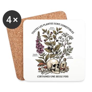 Herbier des Plantes Toxiques - Dessous de verre (lot de 4) - blanc - Devant