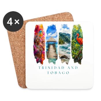 Voyage à Trinité-Tobago – Culture et nature caribéennes - Dessous de verre (lot de 4) - blanc - Devant