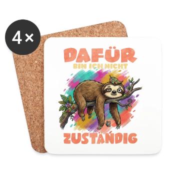 Regenbogen Faultier – Nicht zuständig Humor - Untersetzer (4er-Set) - Weiß - Vorne