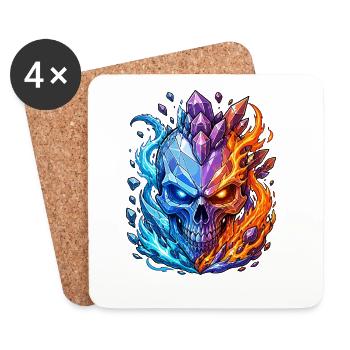 Crâne de Cristal Feu et Glace - Dessous de verre (lot de 4) - blanc - Devant