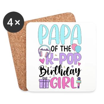 Papa de La Fille d’anniversaire K-Pop - Dessous de verre (lot de 4) - blanc - Devant