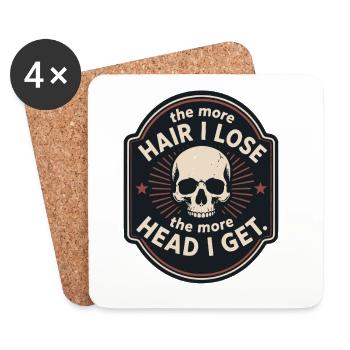 Plus je perds de cheveux, plus j’ai de mèmes de tête - Dessous de verre (lot de 4) - blanc - Devant