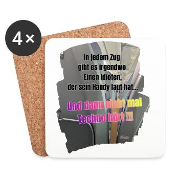 Lautes Handy im Zug Techno Meme - Untersetzer (4er-Set) - Weiß - Vorne