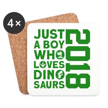 DINO 2018 DINOSAUR 8TH BIRTHDAY - Coasters (set of 4) - white - Front