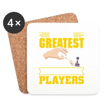 Échiquier des joueurs d’échecs - Dessous de verre (lot de 4) - blanc - Devant