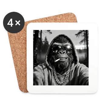 Gorilla raucht Zigarette - Untersetzer (4er-Set) - Weiß - Vorne