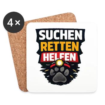 Rettungshund Suchen Retten Helfen - Untersetzer (4er-Set) - Weiß - Vorne