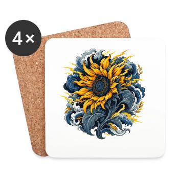 Sunflower in Storm Lightning Clouds - Coasters (set of 4) - white - Front