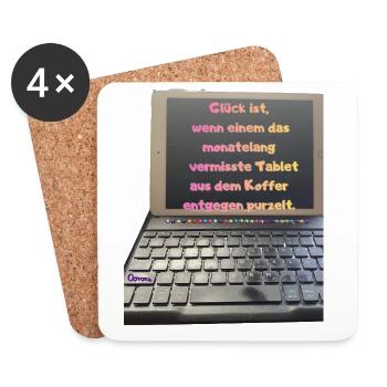 Tabletglück aus dem Koffer - Untersetzer (4er-Set) - Weiß - Vorne