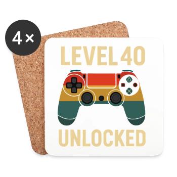 Manette de jeu débloquée niveau 40 - Dessous de verre (lot de 4) - blanc - Devant