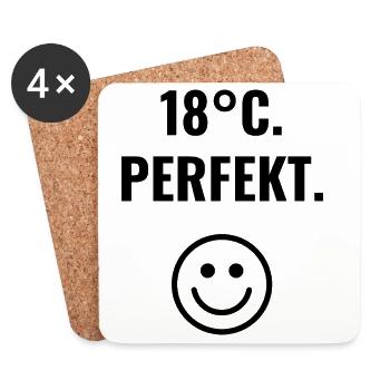 18°C. Perfekt. - Untersetzer (4er-Set) - Weiß - Vorne