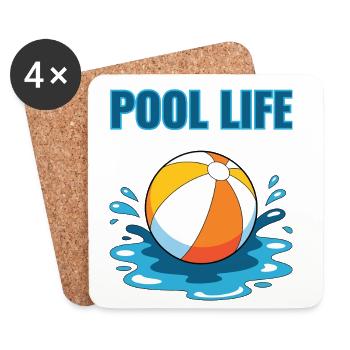 Vie en piscine avec water-polo - Dessous de verre (lot de 4) - blanc - Devant