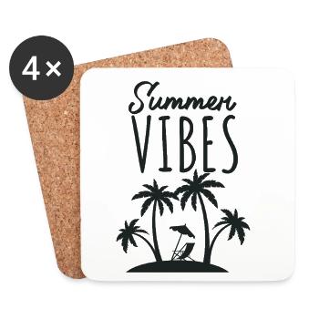 Escapade estivale à la plage Summer Vibes - Dessous de verre (lot de 4) - blanc - Devant