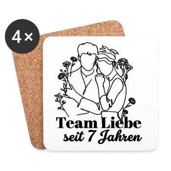 Team Liebe seit 7 Jahren Jahrestag Geschenk Paar - Untersetzer (4er-Set) - Weiß - Vorne