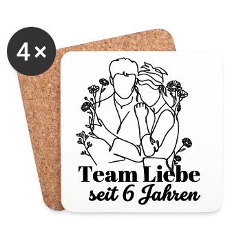 Team Liebe seit 6 Jahren Jahrestag Geschenk Paar - Untersetzer (4er-Set) - Weiß - Vorne