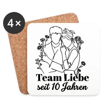 Team Liebe seit 10 Jahren Jahrestag Geschenk Paar - Untersetzer (4er-Set) - Weiß - Vorne
