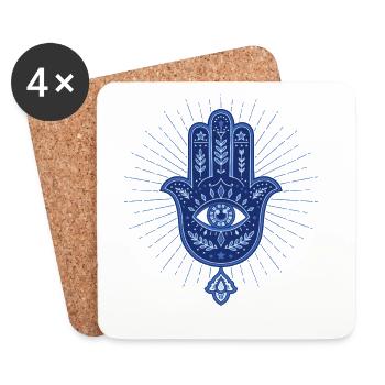 Spirituality Sacred Geometry Hamsa Symbol - Coasters (set of 4) - white - Front