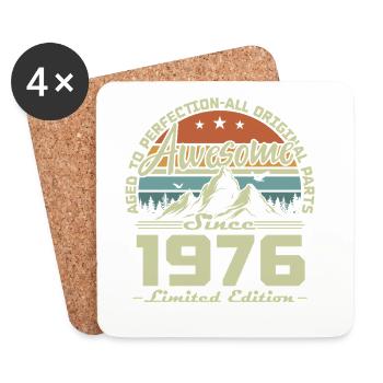 Cadeau d’anniversaire pour le 50e anniversaire 1976 Vintage Retro - Dessous de verre (lot de 4) - blanc - Devant
