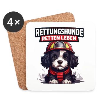 Rettungshunde retten Leben - Untersetzer (4er-Set) - Weiß - Vorne