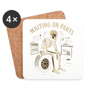 Skeleton in the workshop – waiting for parts - Coasters (set of 4) - white - Front