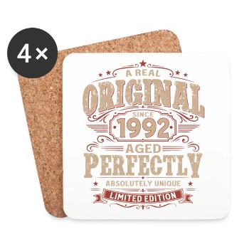 34th Birthday Gift Husband Original Vintage 1992 - Coasters (set of 4) - white - Front