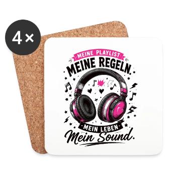 Meine Playlist Meine Regeln Mein Leben Mein Sound - Untersetzer (4er-Set) - Weiß - Vorne