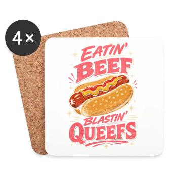 Beef Blast Hot-dog Pop rétro - Dessous de verre (lot de 4) - blanc - Devant