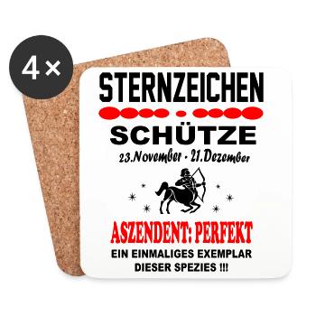 Schütze Sternzeichen Horoskop Aszendent Perfekt - Untersetzer (4er-Set) - Weiß - Vorne