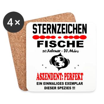 Fische Sternzeichen Horoskop Aszendent Perfekt - Untersetzer (4er-Set) - Weiß - Vorne