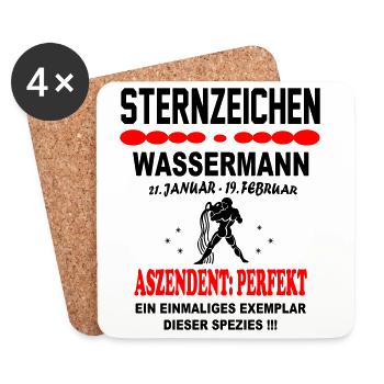 Wassermann Sternzeichen Horoskop Aszendent Perfekt - Untersetzer (4er-Set) - Weiß - Vorne