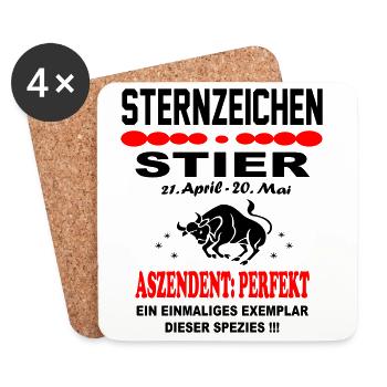 Stier Sternzeichen Horoskop Aszendent Perfekt - Untersetzer (4er-Set) - Weiß - Vorne